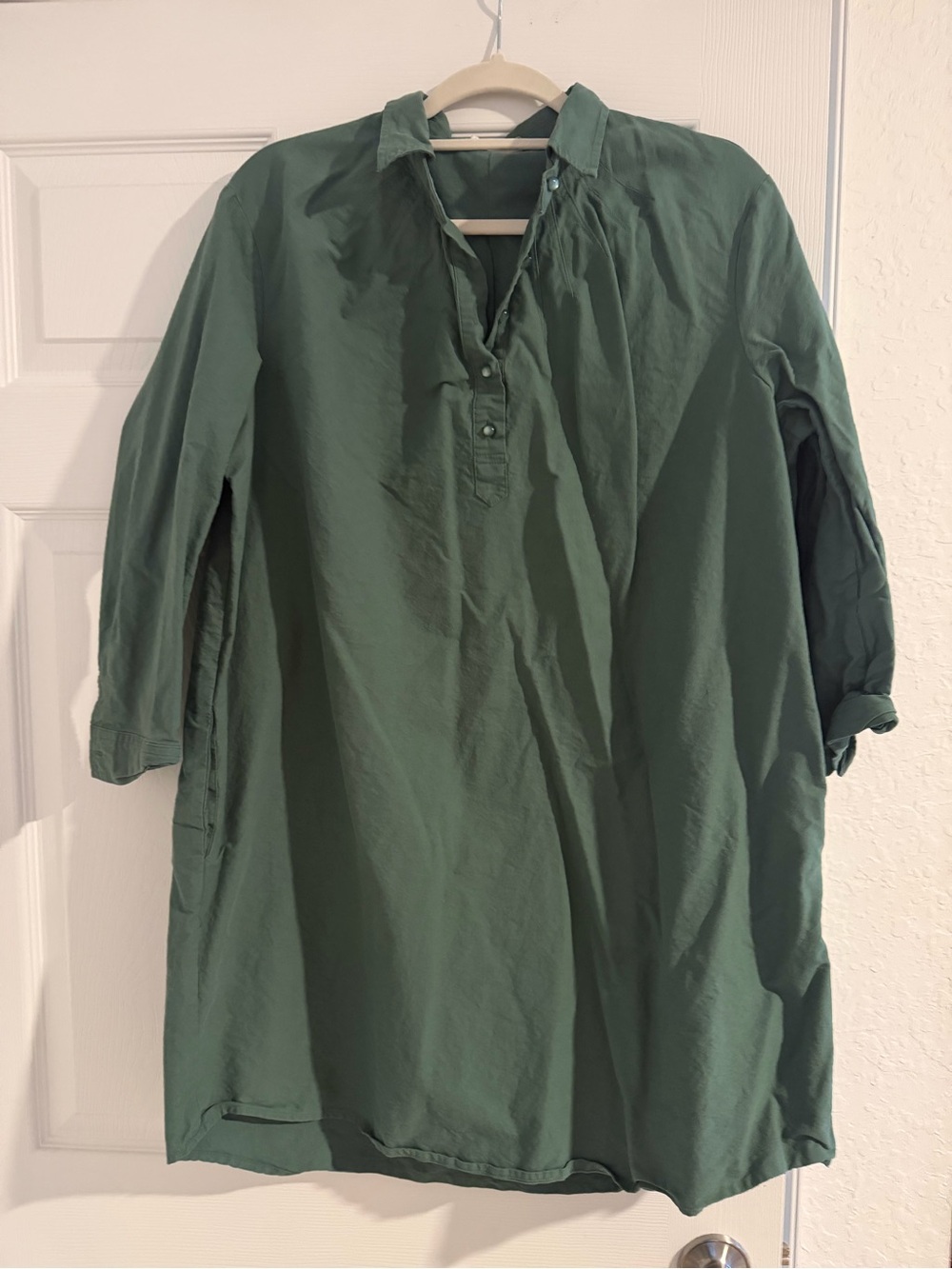 Pomander Place Forest Green Button-Down Casual Shirt Dress